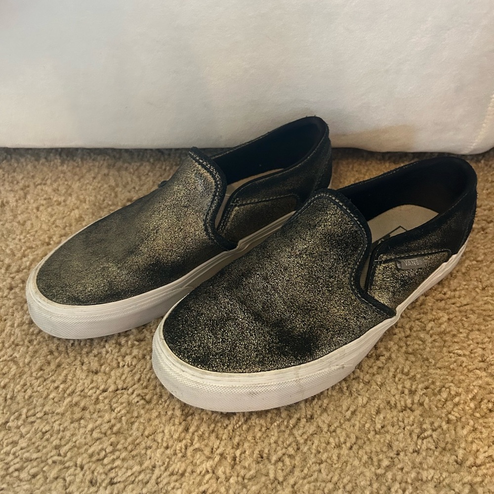 Vans Black and Gold Slip-On